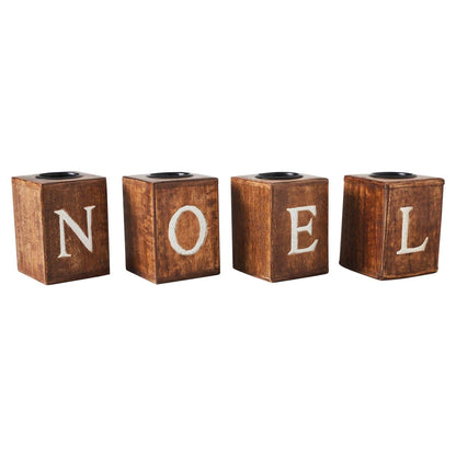 Tealight Holders NOEL Cube Set of 4 4x3x3 - Nifty Decor & More