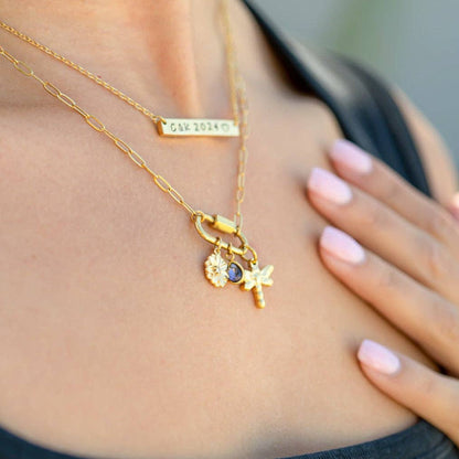 Teardrop Birthstone Charm, 18K Gold PVD Elegant Pendant, Personalized Mother’s Day Gift for Her, Jewelry Gift