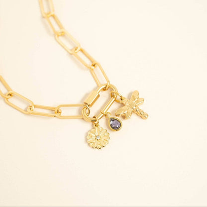 Teardrop Birthstone Charm, 18K Gold PVD Elegant Pendant, Personalized Mother’s Day Gift for Her, Jewelry Gift