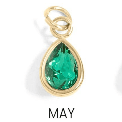 Teardrop Birthstone Charm, 18K Gold PVD Elegant Pendant, Personalized Mother’s Day Gift for Her, Jewelry Gift May