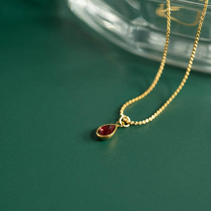 Teardrop Birthstone Charm, 18K Gold PVD Elegant Pendant, Personalized Mother’s Day Gift for Her, Jewelry Gift