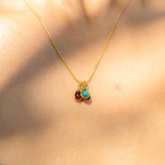 Teardrop Birthstone Charm, 18K Gold PVD Elegant Pendant, Personalized Mother’s Day Gift for Her, Jewelry Gift