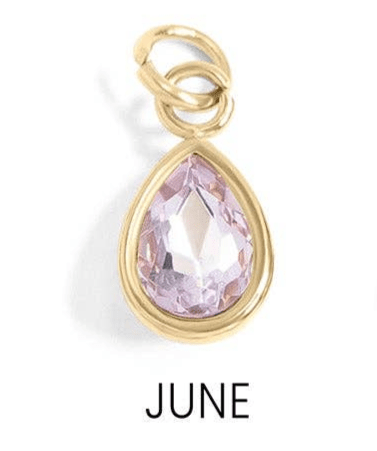 Teardrop Birthstone Charm, 18K Gold PVD Elegant Pendant, Personalized Mother’s Day Gift for Her, Jewelry Gift June