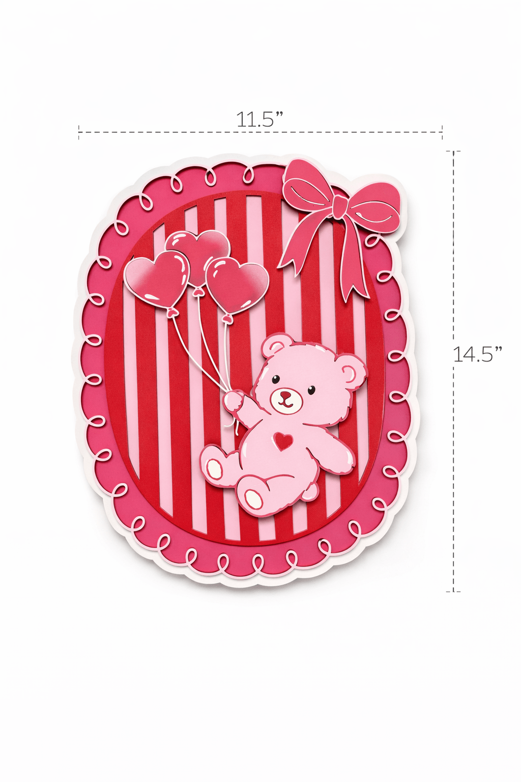 Teddy Bear With Heart Balloons Wall Decor | Pink Teddy Bear Wall Hanging | Baby Girl Room Decor | Sweet Everyday Decor - Nifty Decor & More