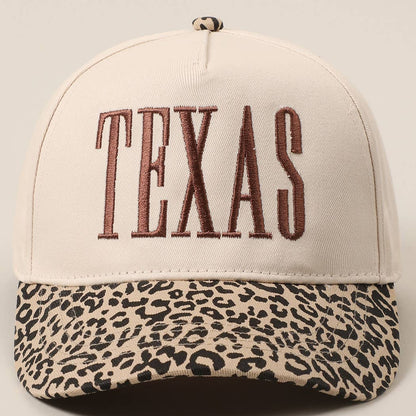 TEXAS Embroidery Leopard Two-Tone Trucker Hat, Chic Cowgirl Vibes for Everyday Wear, Ideal Gift for Texas Lovers & Fashionistas Leopard - Brown