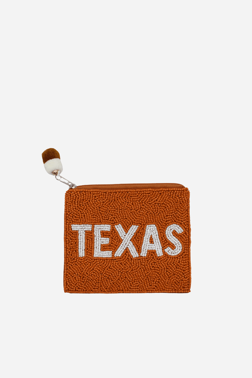 Texas White and Orange Background Beaded Coin Pouch - Nifty Decor & More