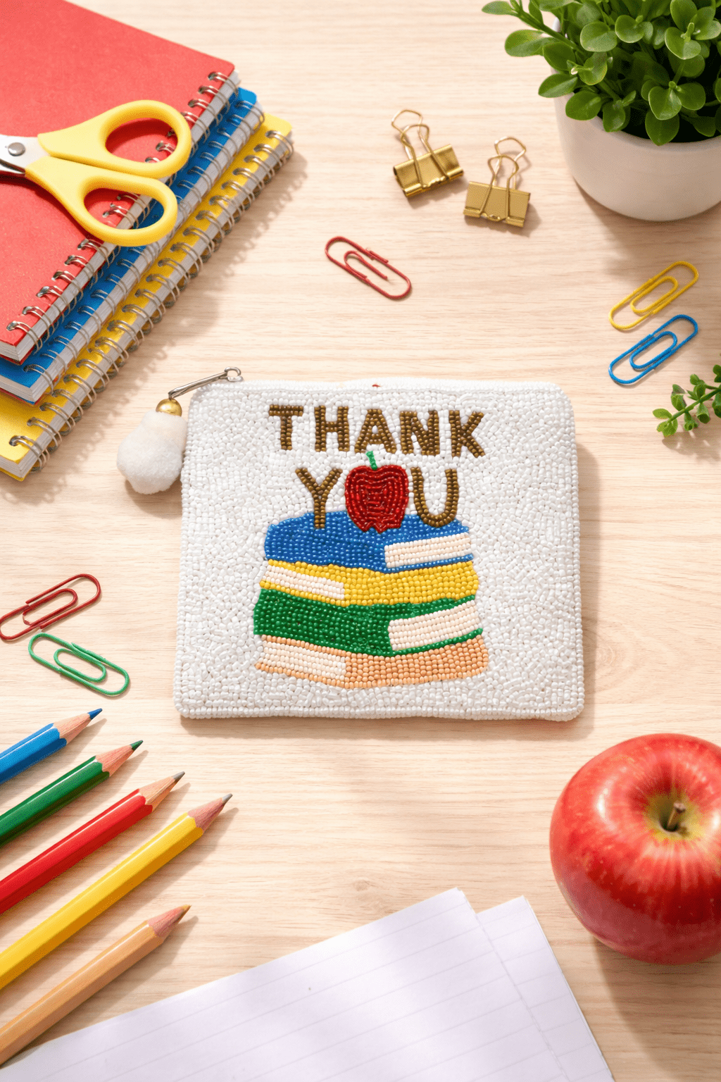 Thank You Teacher Beaded Coin Pouch - Nifty Decor & More