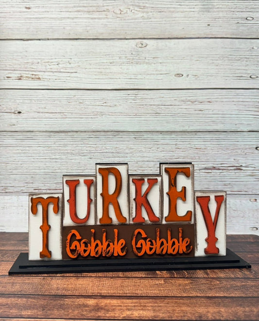 Thanksgiving Word Blocks Turkey