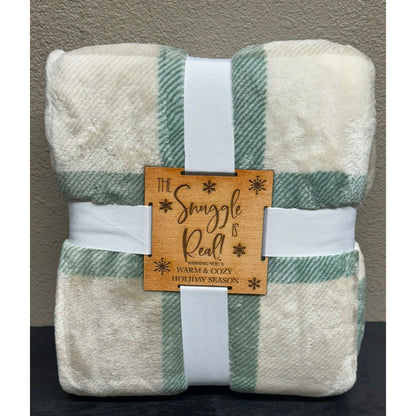 The Snuggle is Real Blanket Christmas Blanket Sage Check Throw 50" X 70"