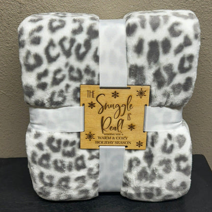 The Snuggle is Real Blanket Christmas Blanket Snow Leopard Throw 50" X 70"