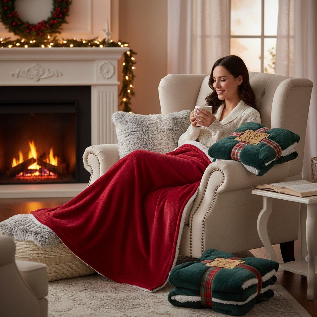 The Snuggle is Real Blanket Cozy Christmas Throw with Wooden Snuggle Tag - Nifty Decor & More