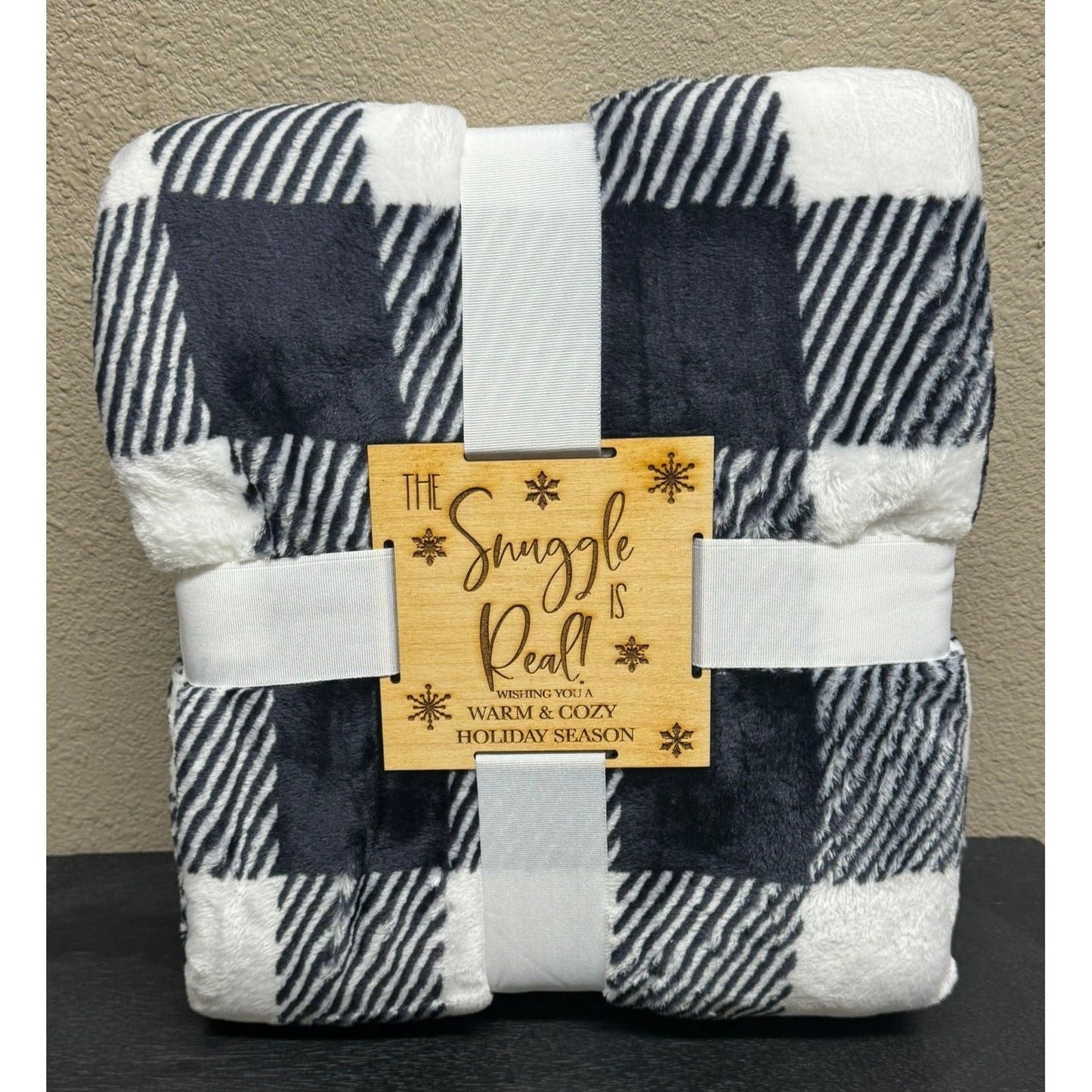 The Snuggle is Real Blanket Cozy Christmas Throw with Wooden Snuggle Tag - Nifty Decor & More
