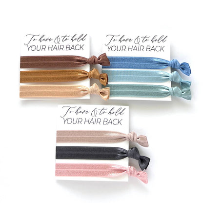 "To Have & To Hold Your Hair Back" | Elastic Hair Tie Favors for Bridesmaid Proposals & Bridal Showers - Nifty Decor & More