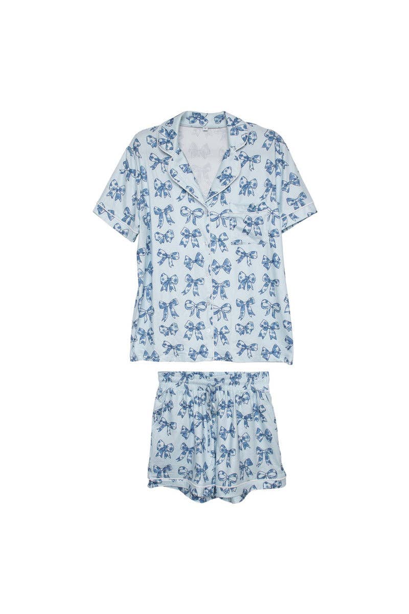 Toile Print Pajamas with Coquette Bows, Adorable Soft Sleepwear for Cozy Nights, Perfect Gift for Girls & Ladies Who Love Cute PJs - Nifty Decor & More