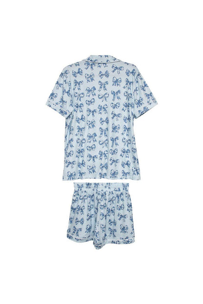 Toile Print Pajamas with Coquette Bows, Adorable Soft Sleepwear for Cozy Nights, Perfect Gift for Girls & Ladies Who Love Cute PJs - Nifty Decor & More