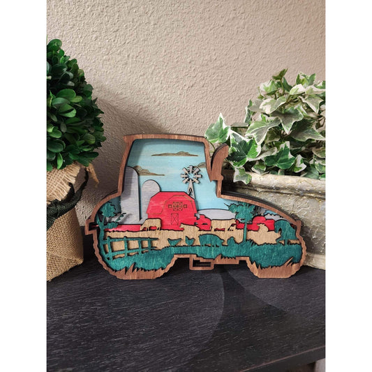 Tractor Scene 3D Layered 3D