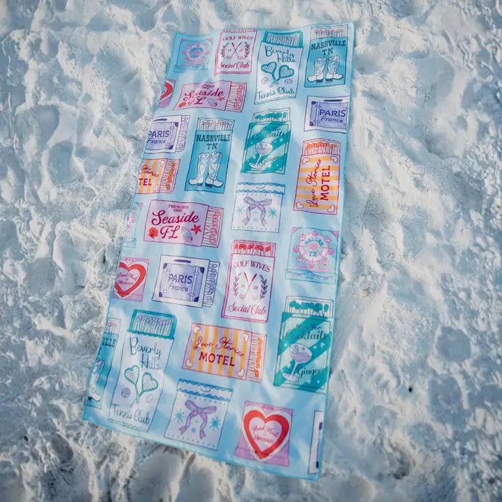 Traveling Matchbook Beach Towel - Nifty Decor & More