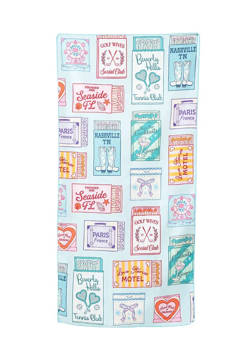 Traveling Matchbook Beach Towel - Nifty Decor & More