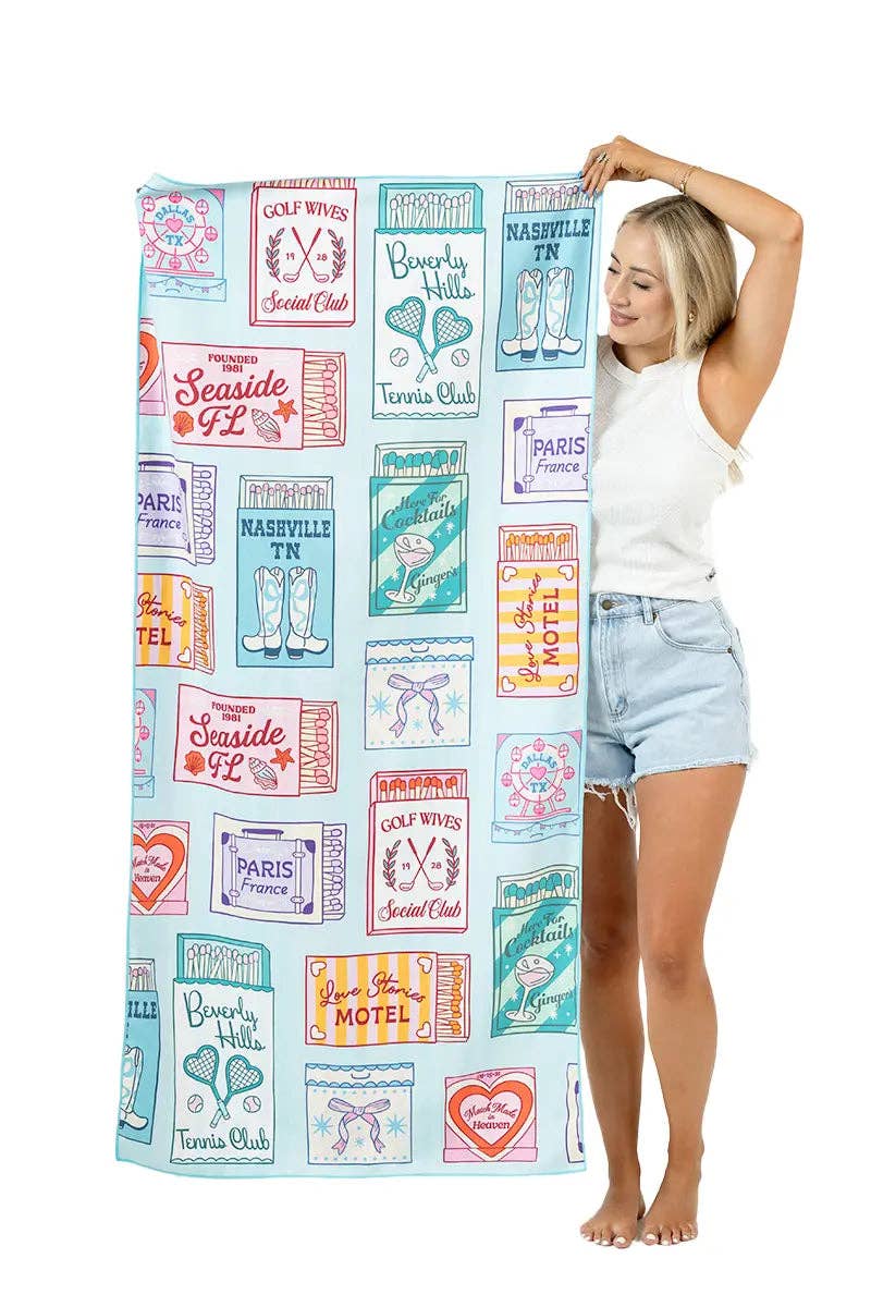 Traveling Matchbook Beach Towel - Nifty Decor & More