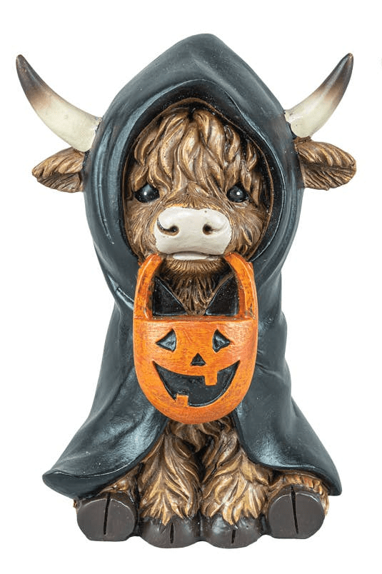 Trick or Treater Highland Cows animal figurine Hooded