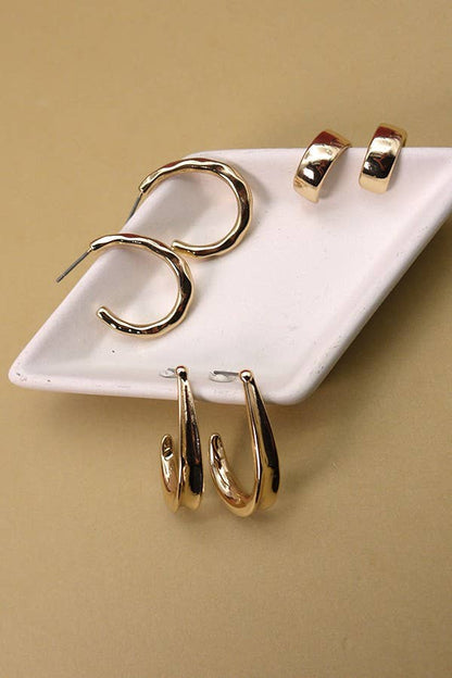 Trio Hoop Earring Set, Stylish Mixed Size Hoops for Everyday Chic, Perfect Gift for Her - Nifty Decor & More