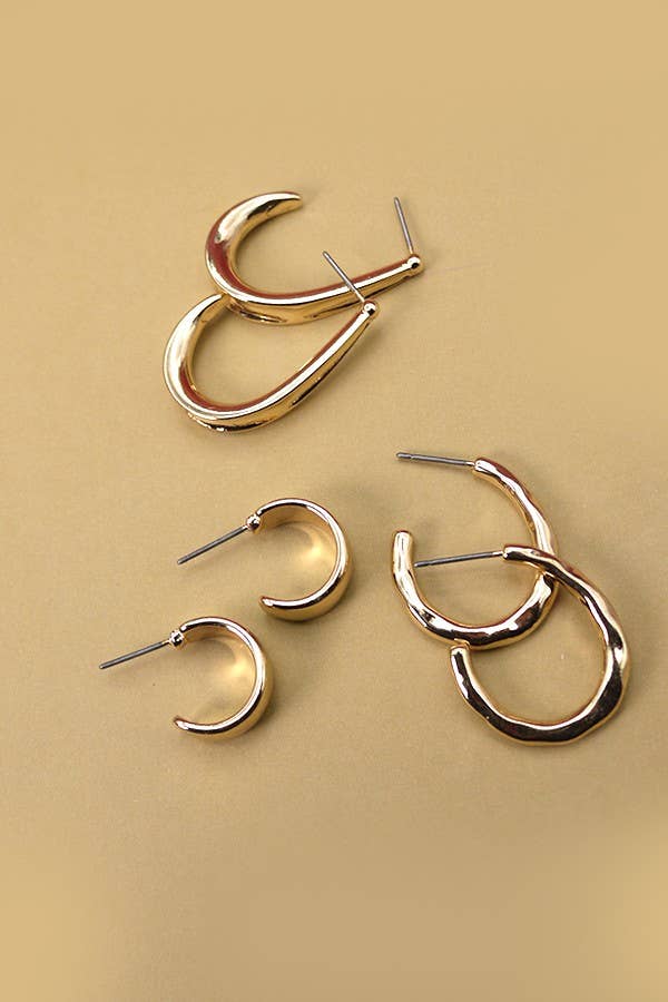 Trio Hoop Earring Set, Stylish Mixed Size Hoops for Everyday Chic, Perfect Gift for Her - Nifty Decor & More