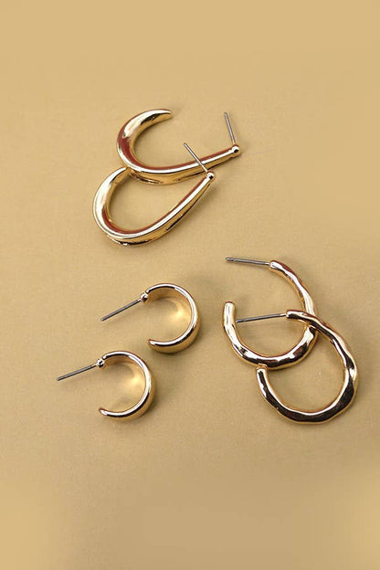 Trio Hoop Earring Set, Stylish Mixed Size Hoops for Everyday Chic, Perfect Gift for Her - Nifty Decor & More