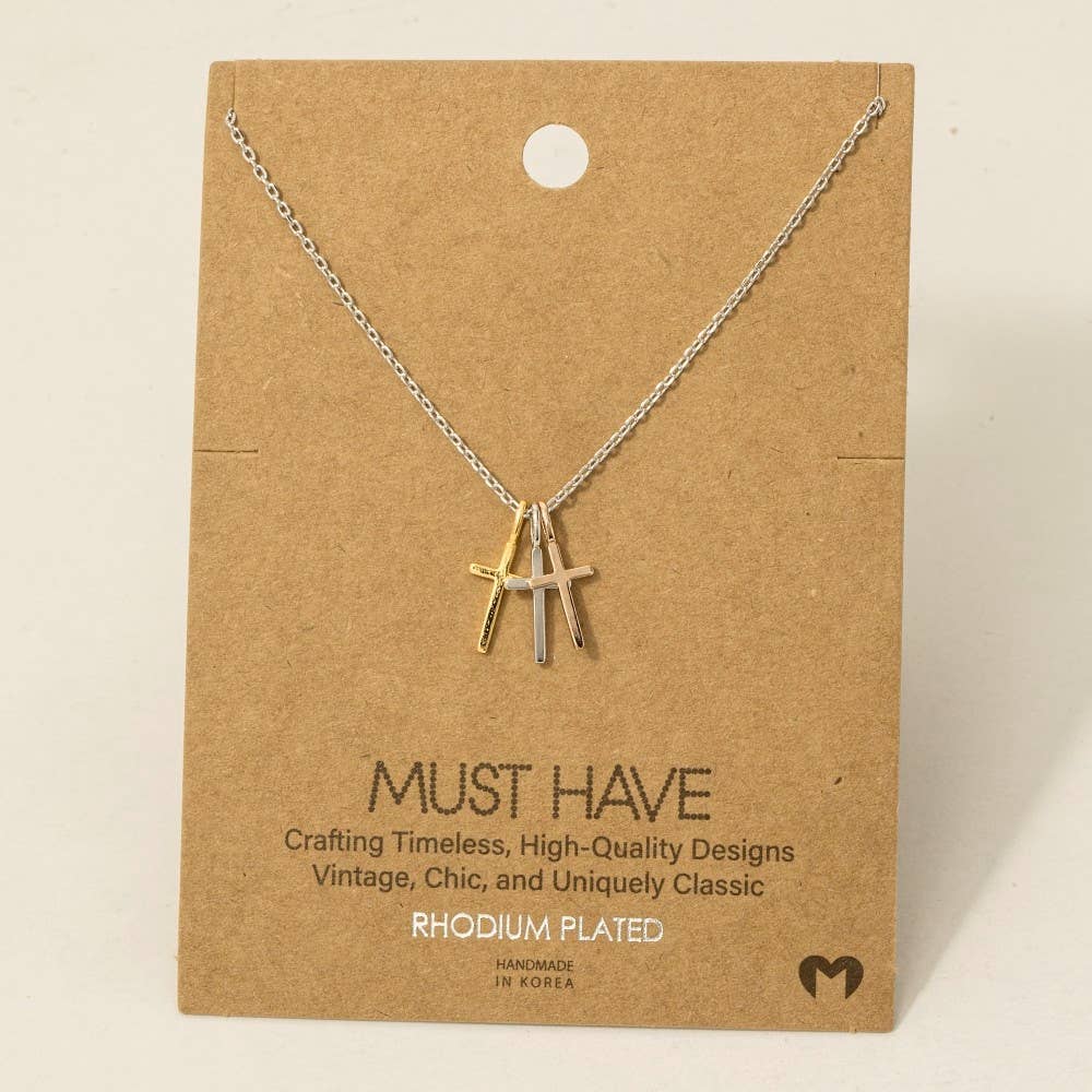 Triple Cross Pendant Necklace - Nifty Decor & More