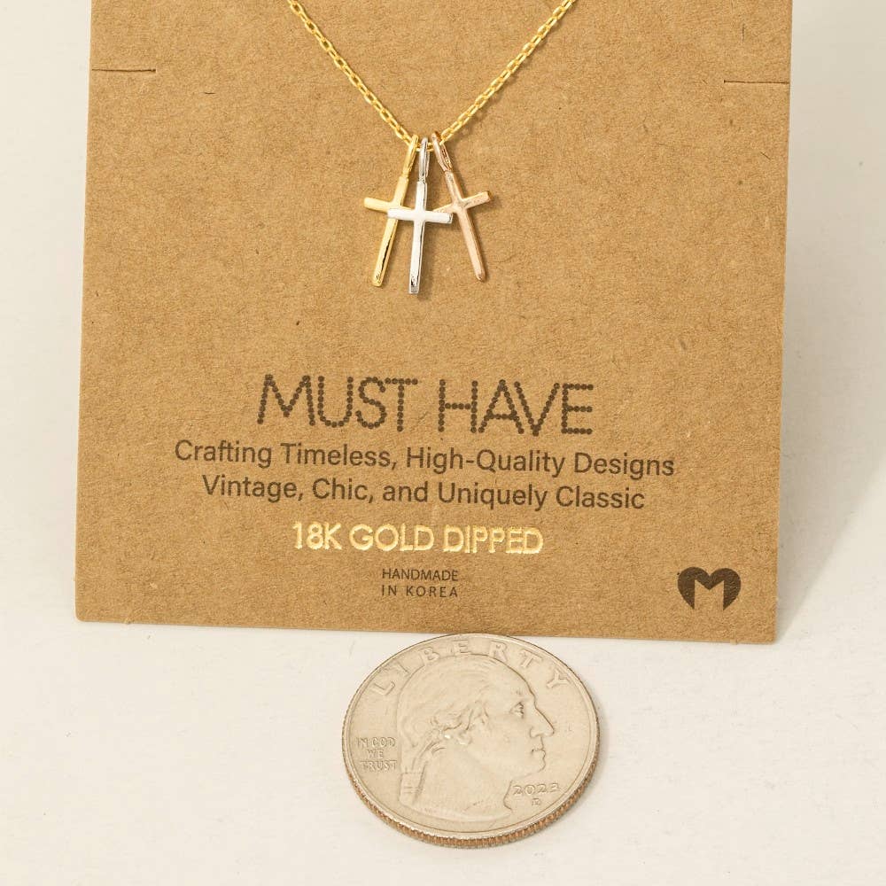 Triple Cross Pendant Necklace - Nifty Decor & More