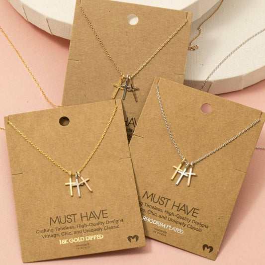 Triple Cross Pendant Necklace Faith Necklace G