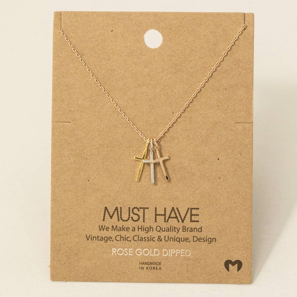 Triple Cross Pendant Necklace Faith Necklace