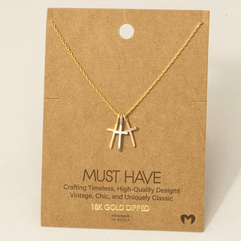 Triple Cross Pendant Necklace Faith Necklace
