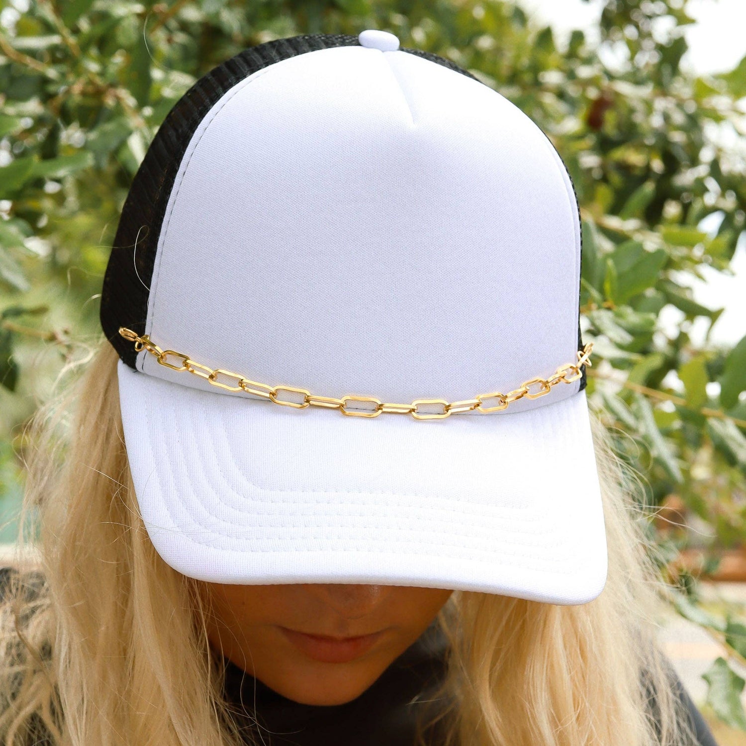 Trucker Hat Chain: 18K Gold PVD Stainless Steel Paperclip - Nifty Decor & More