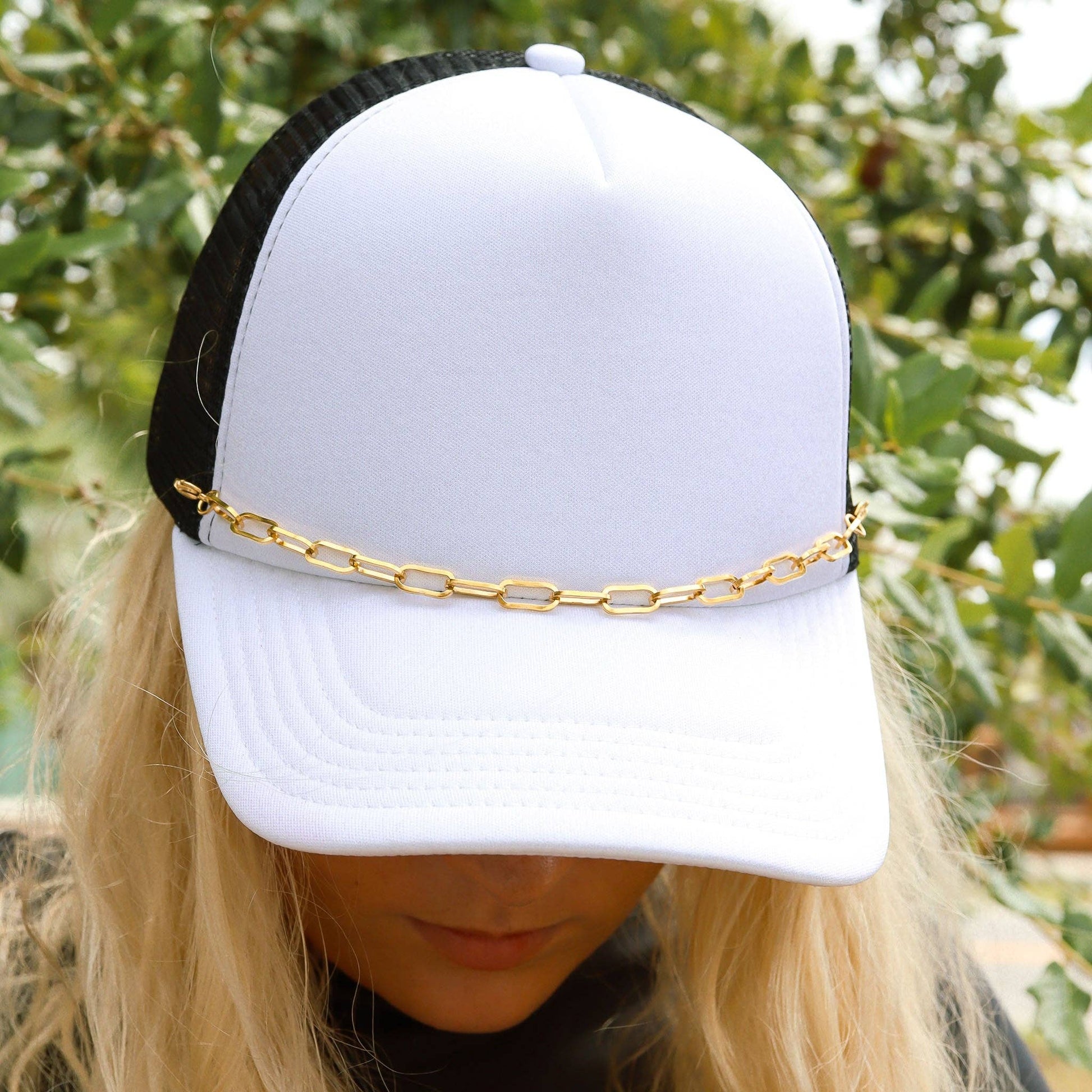 Trucker Hat Chain: 18K Gold PVD Stainless Steel Paperclip - Nifty Decor & More