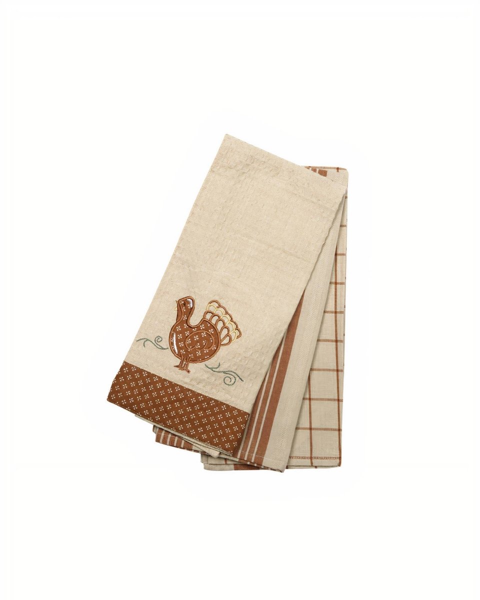 Turkey Thanksgiving 3 Pc. Tea Towel Set - Nifty Decor & More