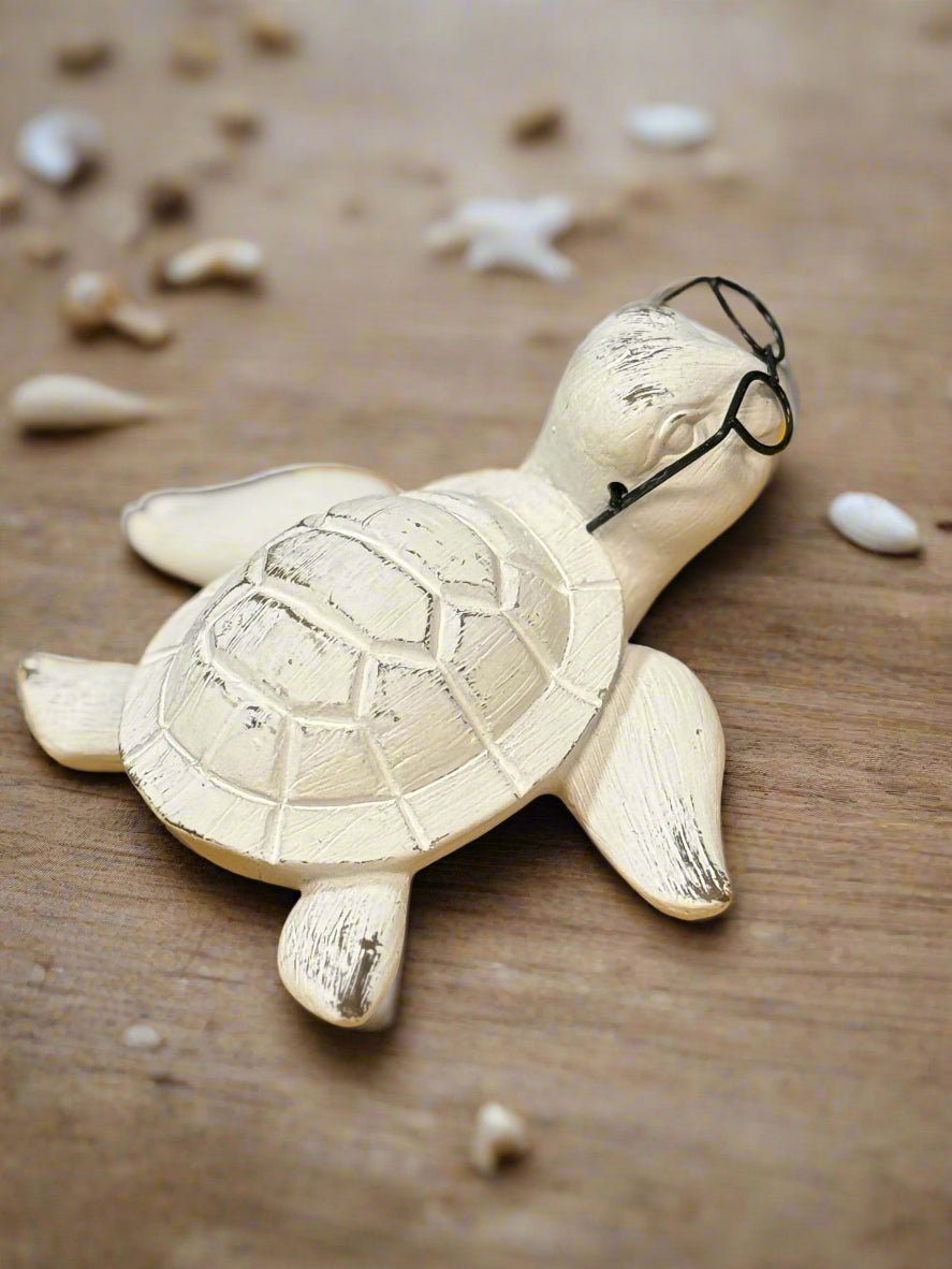 Turtle with Glasses: Ocean Decor, Sea Life Home Decor, Nautical Accent, Coastal Art, Unique Gift for Ocean Lovers - Nifty Decor & More