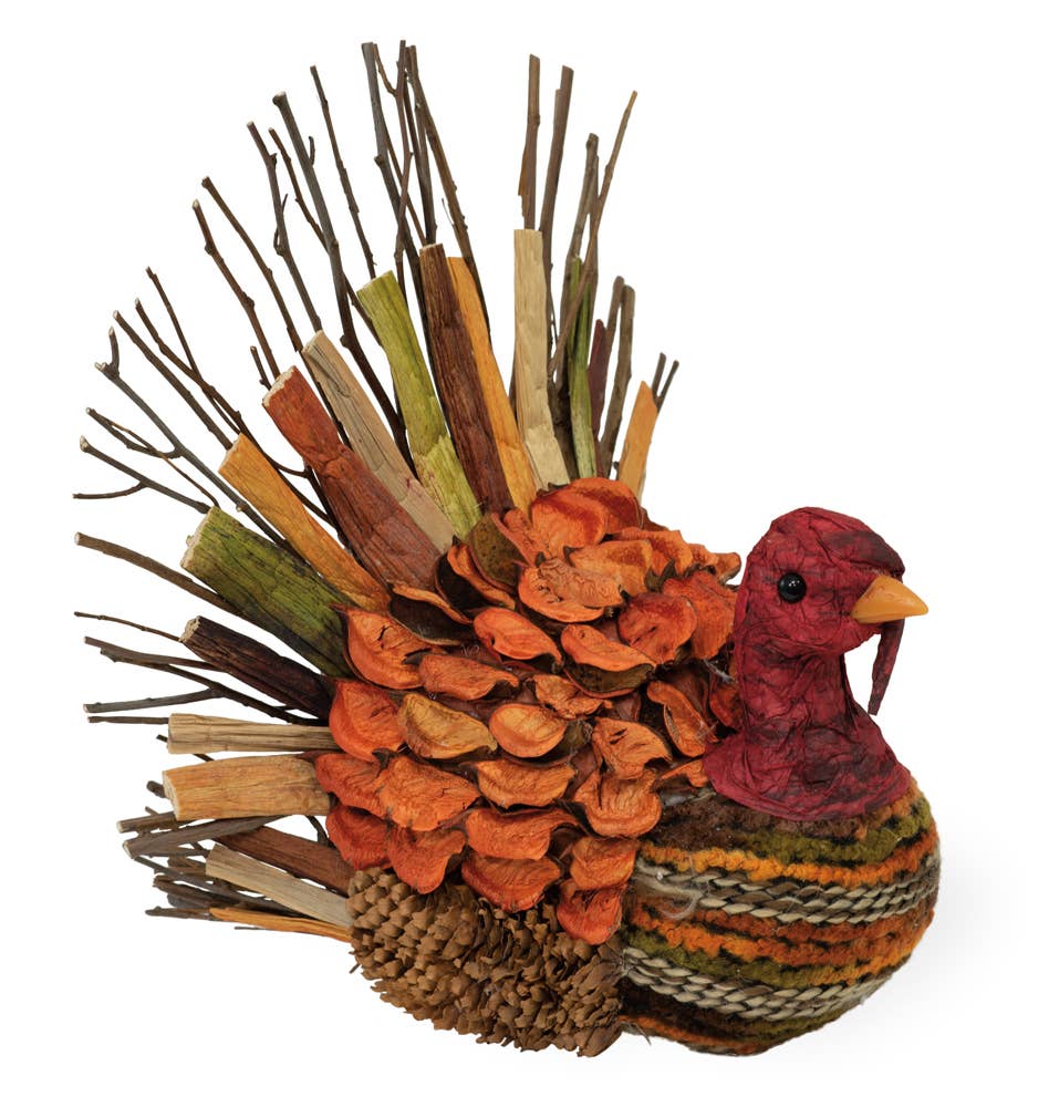 Twig Weave Turkey Medium, handcrafted natural fall decoration, ideal for Thanksgiving and harvest gifts - Nifty Decor & More