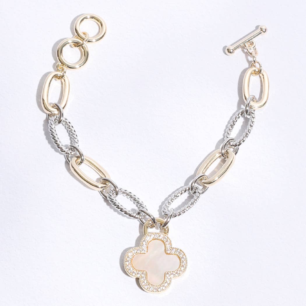 Two Link Clover MOP Link Bracelet - Nifty Decor & More