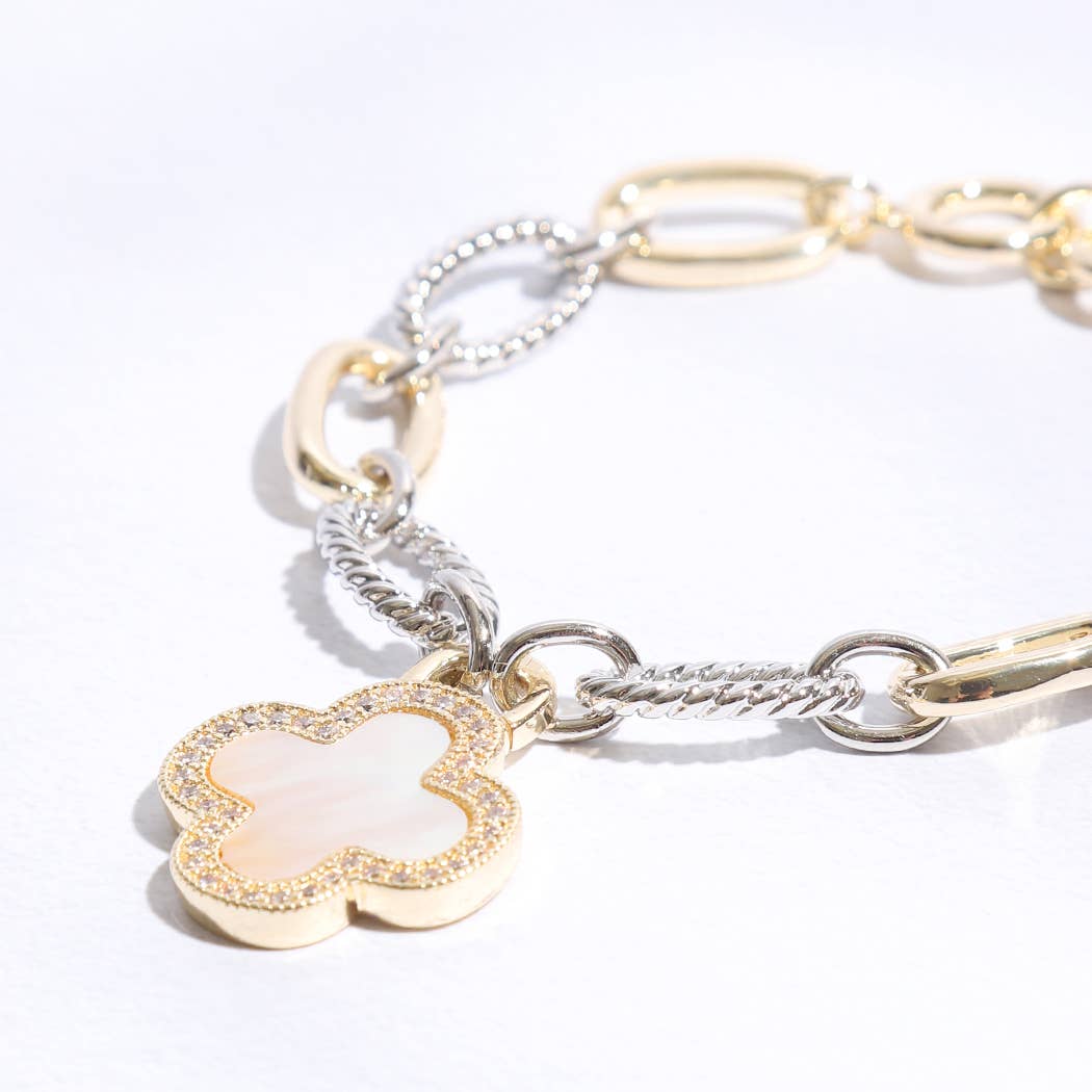 Two Link Clover MOP Link Bracelet - Nifty Decor & More