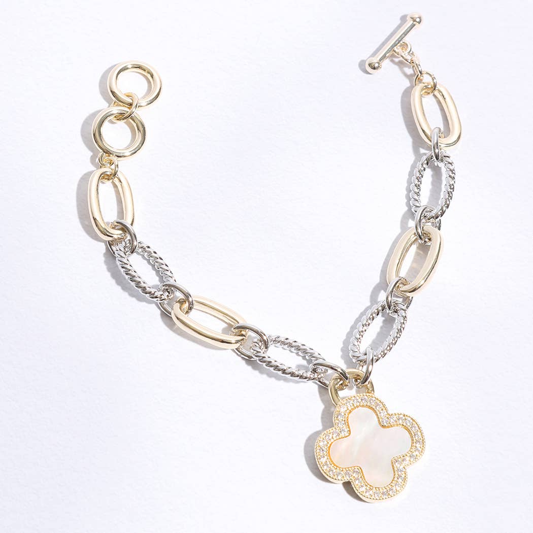 Two Link Clover MOP Link Bracelet - Nifty Decor & More