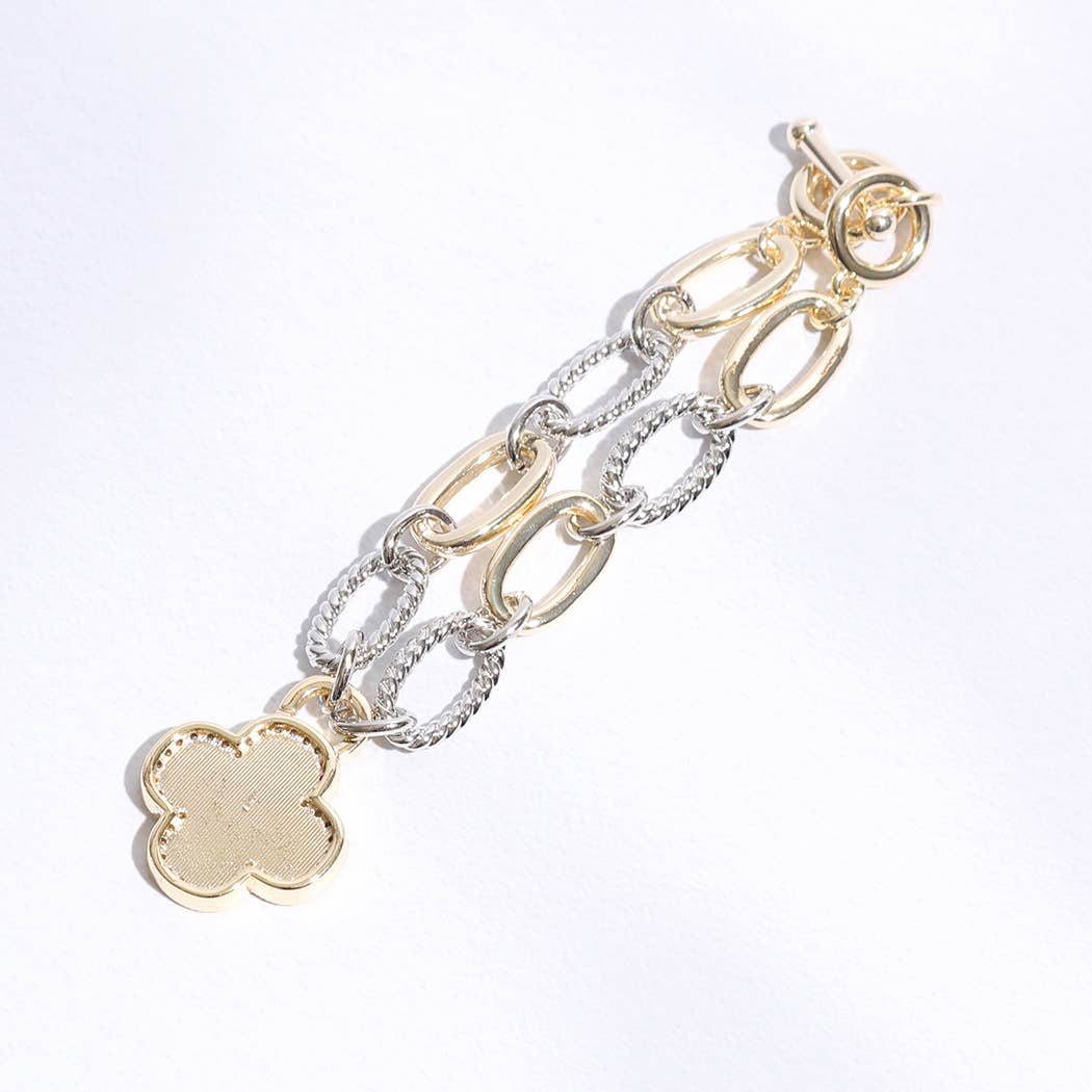 Two Link Clover MOP Link Bracelet - Nifty Decor & More