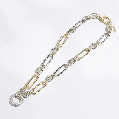 Two-Toned Cable Twisted Wire CZ Necklace ONE SIZE K