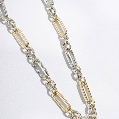 Two-Toned Cable Twisted Wire CZ Necklace