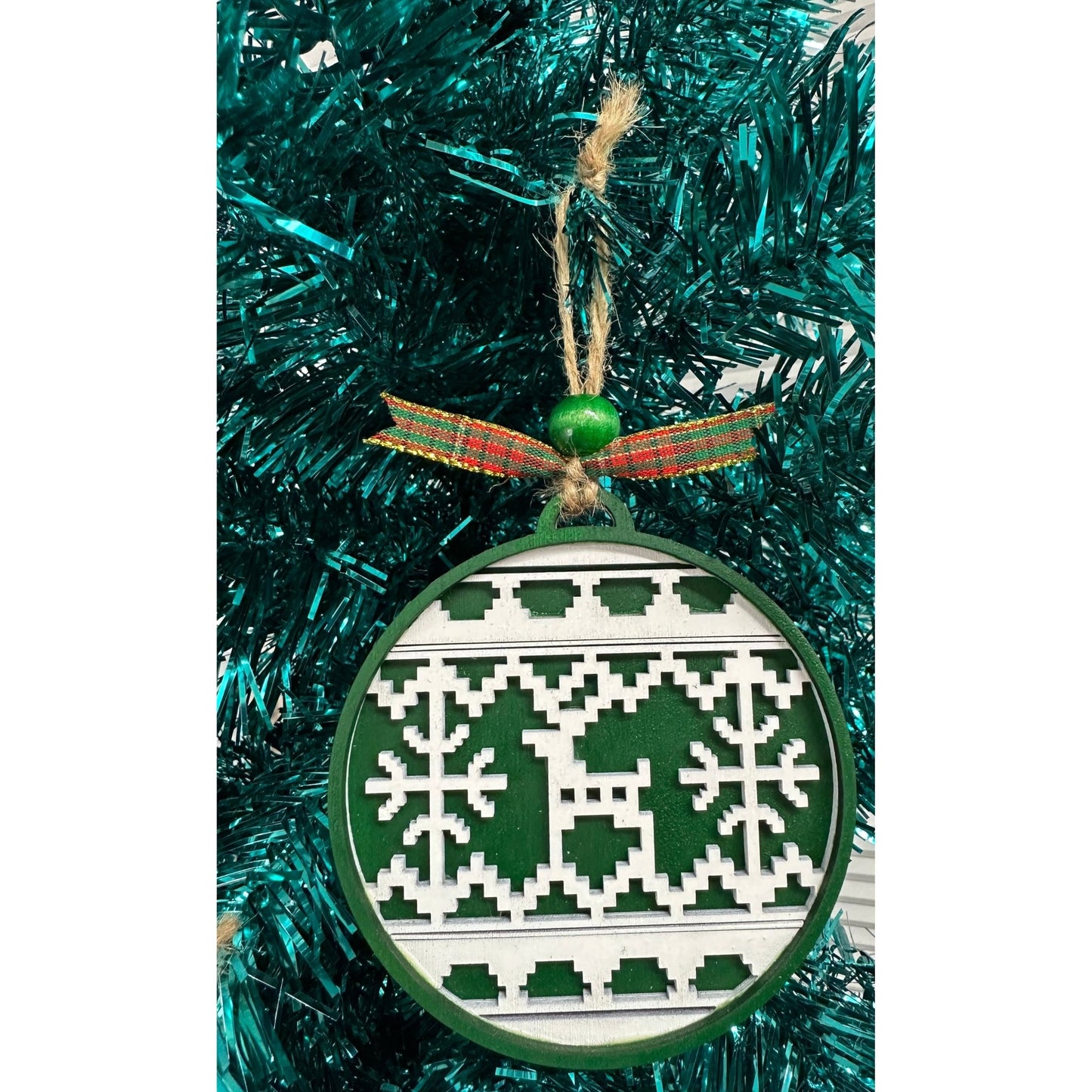Ugly Sweater Ornaments Christmas Ornament Green with Deer