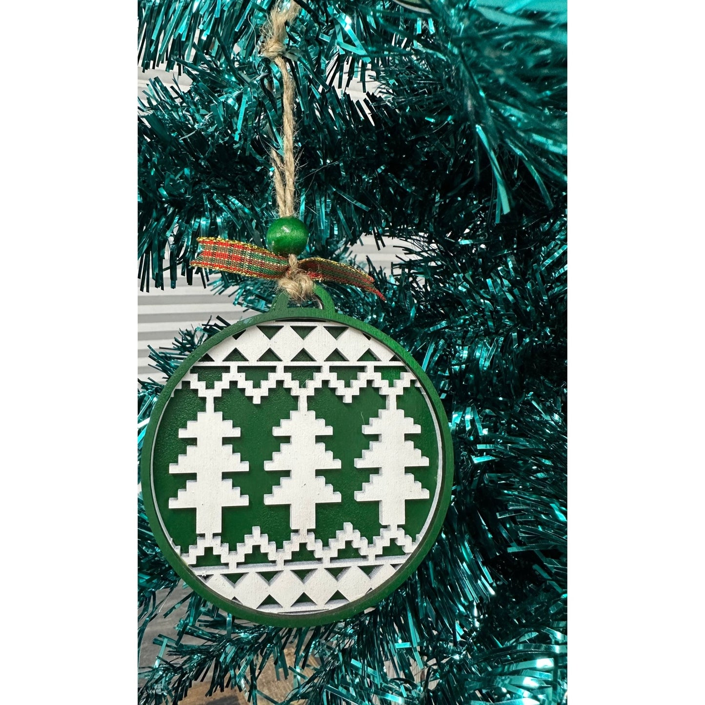 Ugly Sweater Ornaments Christmas Ornament Green with Trees