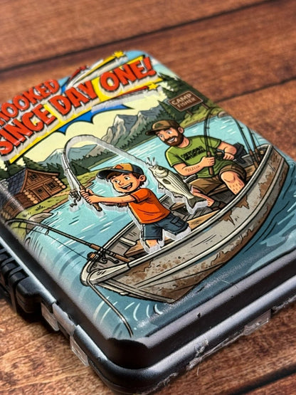 Ultimate Dad’s Mini Tackle Box – 204 - Piece Fishing Gear Kit | UV 3D - Printed Comic Style | Portable Fishing Accessories Organizer for Bass, Trout & Crappie - Nifty Decor & More