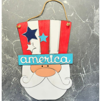 Uncle Sam Patriotic Door Hanger American Flag Inspired Fourth of July Front Door Decor - Nifty Decor & More