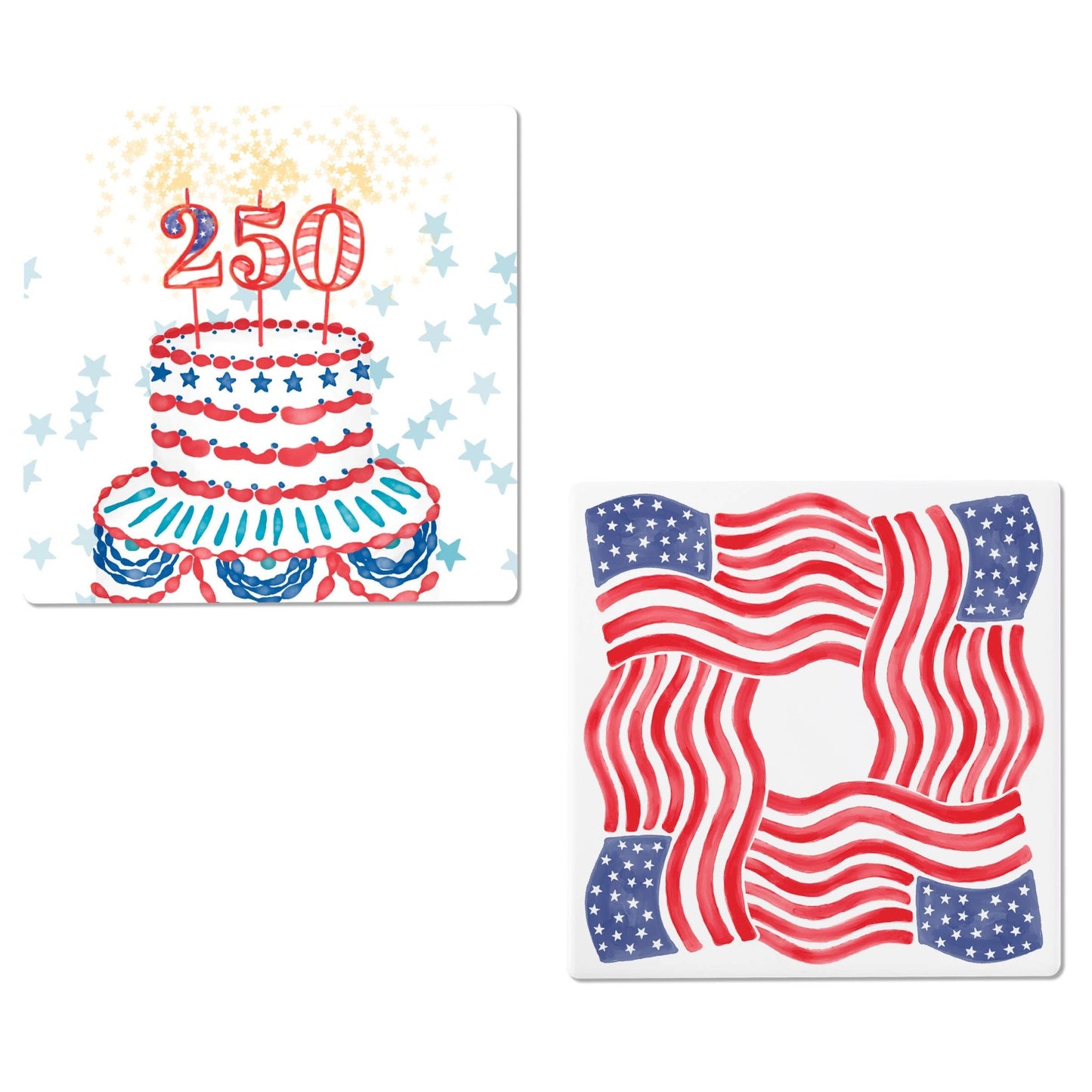 USA 250th Semiquincentennial 4" Square Ceramic Coasters - Nifty Decor & More