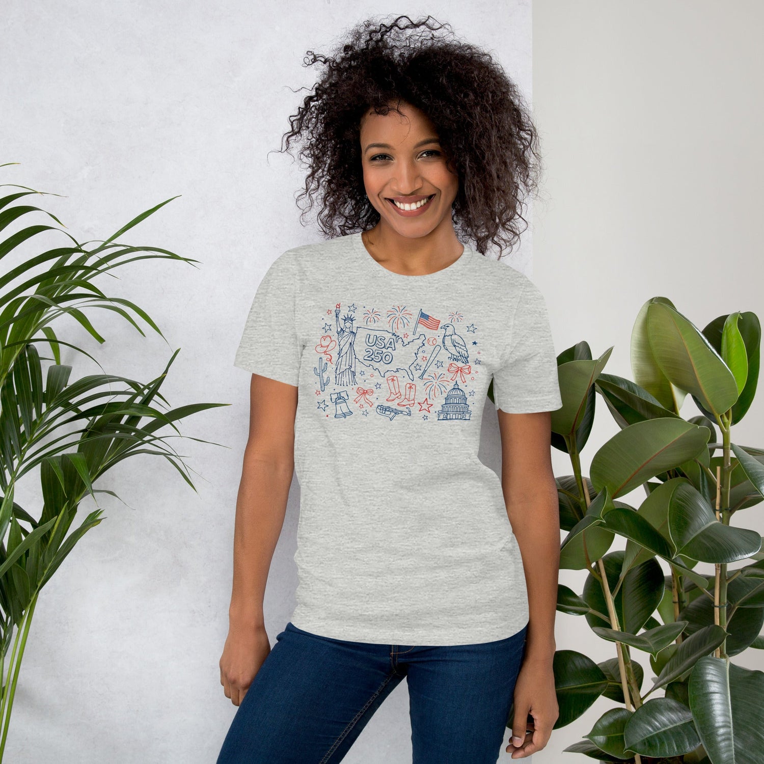 USA Celebration - Line Draw T-Shirt - Nifty Decor & More