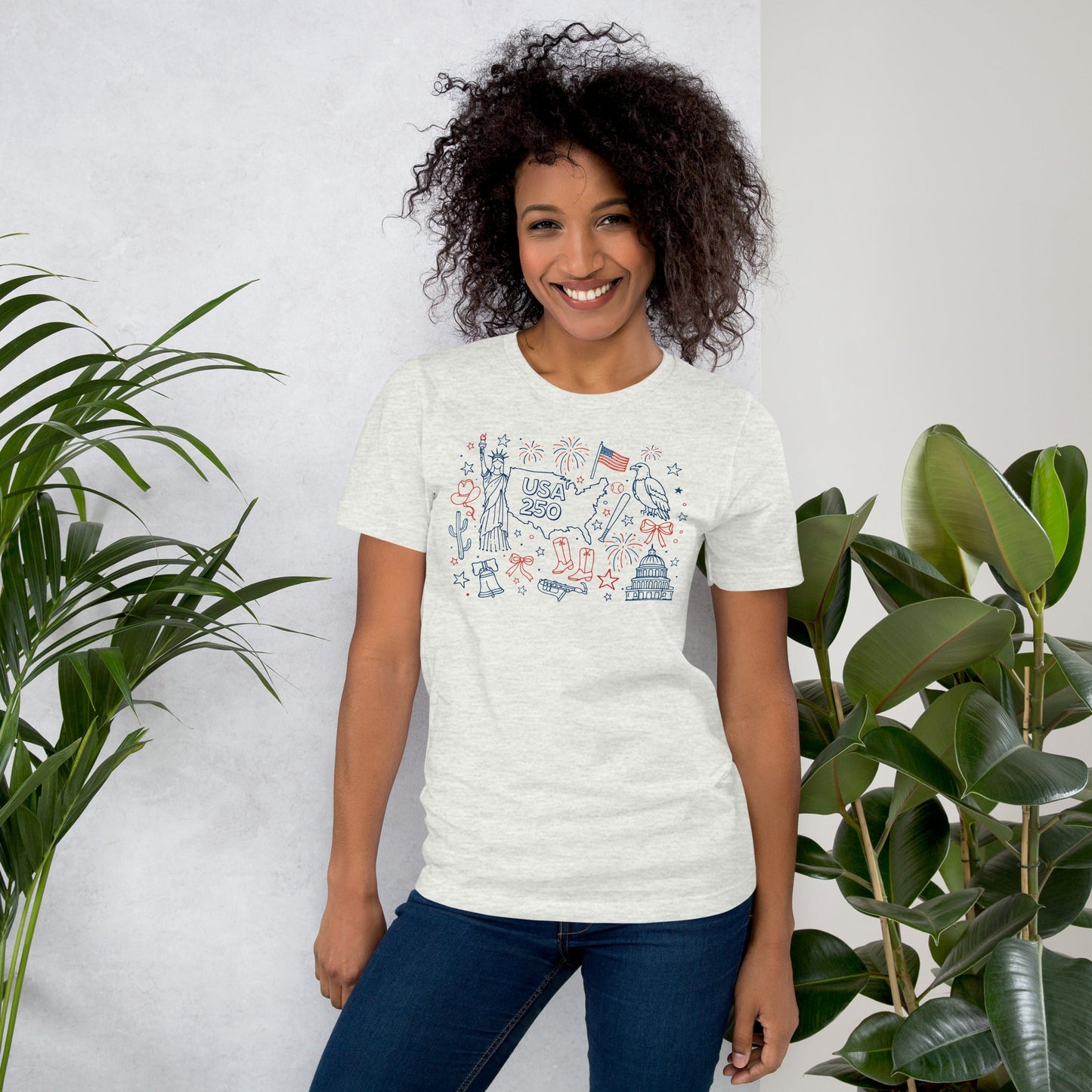 USA Celebration - Line Draw T-Shirt - Nifty Decor & More
